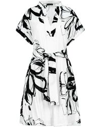 Conquista - Monochrome Bloom Linen Shirt Dress - Lyst