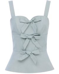 Georgette - Mint Bow Detail Peplum Top - Lyst
