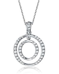 Genevive Jewelry - Sterling Plated With Cubic Zirconia Drop Circle Pendant Necklace - Lyst