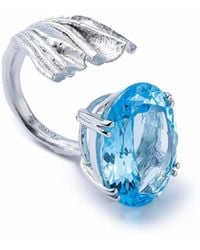 German Kabirski - Caelum Textured Open Ring With Natural Oval Cut Topaz - Lyst