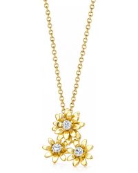 Unaloe - Vermeil Flower Necklace With Zirconia – Floral Pendant Necklace, Italian Artisan Jewelry For - Lyst