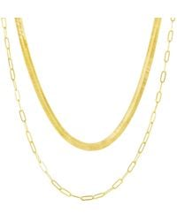 Spero London - Herringbone & Rectangular Sterling Necklace Layering Set - Lyst