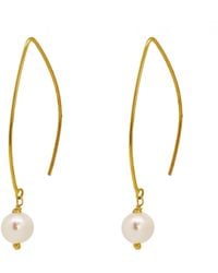 Yvonne Henderson Jewellery Pearl Long Drop Earrings - Metallic