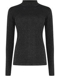 Sugarhill - Sarina Sparkly Knitted Turtleneck Top Gunmetal - Lyst