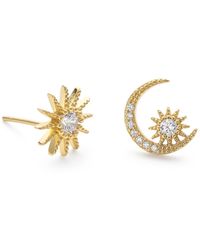 Elk & Bloom - Star & Crescent Moon Earrings - Lyst