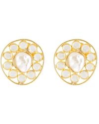 Opium Jewels - Crystal & Pearl Studs - Lyst
