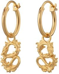 Lily Charmed - Plated Chinese Dragon Charm Hoop Earrings - Lyst