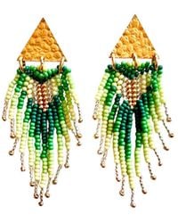 Iliana Arrazola - Triangle Fringe, Dangle Earrings, Glass Beads, Beaded Jewelry - Lyst