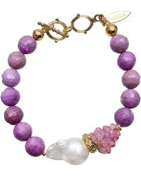 Farra - Sugilite Gemstone With Baroque Pearl And Raspberry Bracelet - Lyst