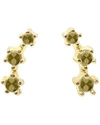 Harfi - Peridot August Birthstone Climber Stud Earrings - Lyst