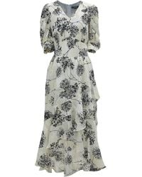 Smart and Joy - Linear Flower Print Plunging Hem Dress - Lyst