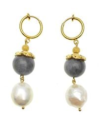 Farra - Labradorite And Freshwater Pearl Simple Dangle Earrings - Lyst