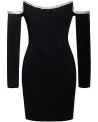 Miss Circle New York - Annika Off Shoulder Long Sleeve Corset Dress With Crystal Trim - Lyst