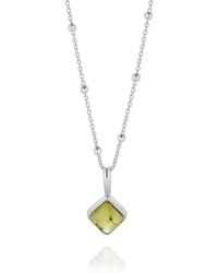 Nellou Jewellery - Diamond Peridot Necklace Birthstone August Sterling - Lyst