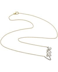 Artisan - Natural Pave Diamond Love Initial Charm Pendant Necklace In 14k Yellow Gold - Lyst