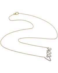 Artisan - Natural Pave Diamond Love Initial Charm Pendant Necklace In 14k Yellow Gold - Lyst