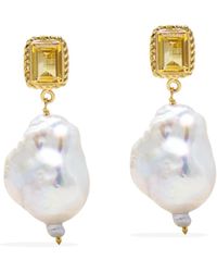 Vintouch Italy - Luccichio Gold Vermeil Citrine & Pearl Earrings - Lyst
