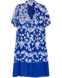 Niza - Long Printed Dress With Round Neckline - Lyst