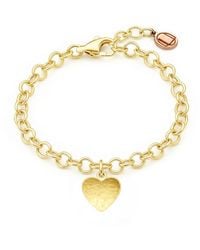 Unaloe - Vermeil Heart Bracelet For – Hammered Heart Chain Jewelry - Lyst