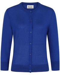 Loop Cashmere - Three Quarter Sleeve Crew Neck Cardigan - Lyst