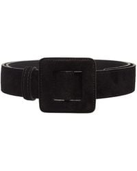BeltBe - Suede Mini Square Buckle Belt - Lyst