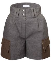 Vestiaire d'un Oiseau Libre - Neutrals Wool Short Trousers - Lyst