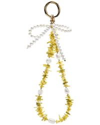 Farra - Bamboo Coral With Bowknot Freshwater Pearl Bag Charm - Lyst