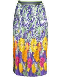 Lalipop Design - Pleated Midi Skirt With Abstract Liquid & Flower Pattern - Lyst