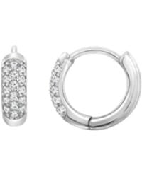 Diamonbliss - Marilyn Monroe Pave Bold Huggie Hoop Earrings, Platinum - Lyst