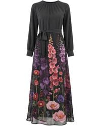 John Abgin - Chiffon Floral Placement Print Maxi Dress - Lyst
