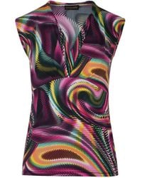 Conquista - Print Mulberry V Neck Jersey Top - Lyst