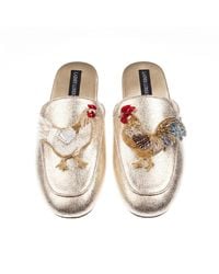 Laines London - Classic Mules With Chicken & Rooster Brooches - Lyst