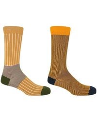Peper Harow - Made in England - Mustard Oxford Stripe & Lux Taylor Socks Two Pack - Lyst