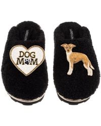 Laines London - Teddy Closed Toe Slippers With Dog Mum/Mom & Fawn & Greyhound Brooches - Lyst