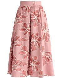 Paisie - Floral Embroidered Midi Skirt - Lyst