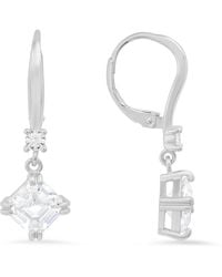 Kylie Harper - Dangling Asscher Cut Diamond Cz Earrings - Lyst