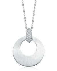 Genevive Jewelry - Sterling Silver White Cubic Zirconia Stones Oval Pendant - Lyst