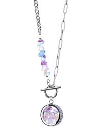 My Little Nature - Fluorite Crystal Necklace Handcrafted With Beaded Toggle Clasp & Charm - Lyst