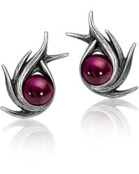 Unaloe - Sterling Poseidon Stud Earrings With Ruby – Contemporary Designer Jewelry For - Lyst