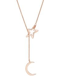 Posh Totty Designs - Rose Gold Plated Moon & Star Lariat Necklace - Lyst