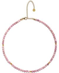 Seven Saints - Rhodochrosite Adjustable Choker Necklace, Heart Opening And Heavenly Love, Rhodium - Lyst