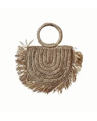 OhSun - Neutrals Minka Raffia Fringe Handbag - Lyst