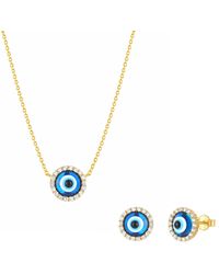 Spero London - Halo Real Evil Eye Sterling Necklace & Earrings Set - Lyst