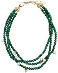 Farra - Malachite & Freshwater Pearls Triple Strands Necklace - Lyst