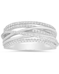 Kylie Harper - Sterling Diamond Cz Crossover Statement Ring - Lyst