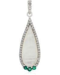 Artisan - Mother Of Pearl, Diamond & Emerald Drop Pendant - Lyst