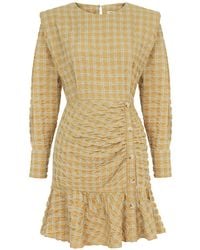 Nocturne - Plaid Shoulder Pad Mini Dress - Lyst