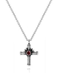 Unaloe - Celestial Cross Necklace With Ruby - Lyst