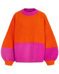 Cara & The Sky - Taz Colour Block Balloon Sleeve Jumper - Lyst