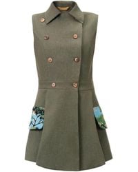 Rondooz - Hand Painted Denim Mini Dress With Antique French Gobelin Tapestry & Hand Applied Embellishmen - Lyst